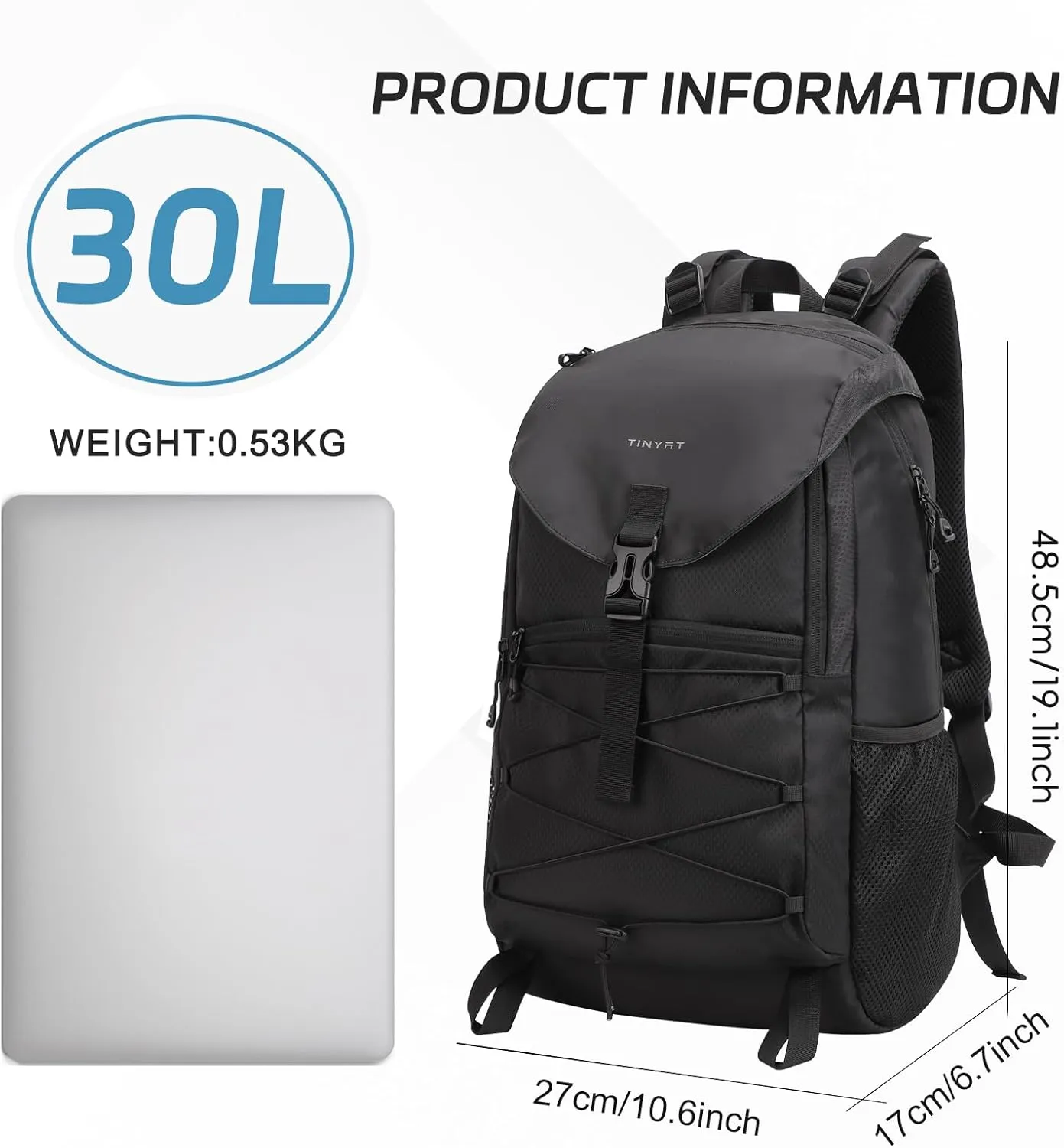 Hiking Backpack for Women and Men 30L Waterproof Hiking Daypack Lightweight Camping Backpack for Urban Travel Cycling Biking