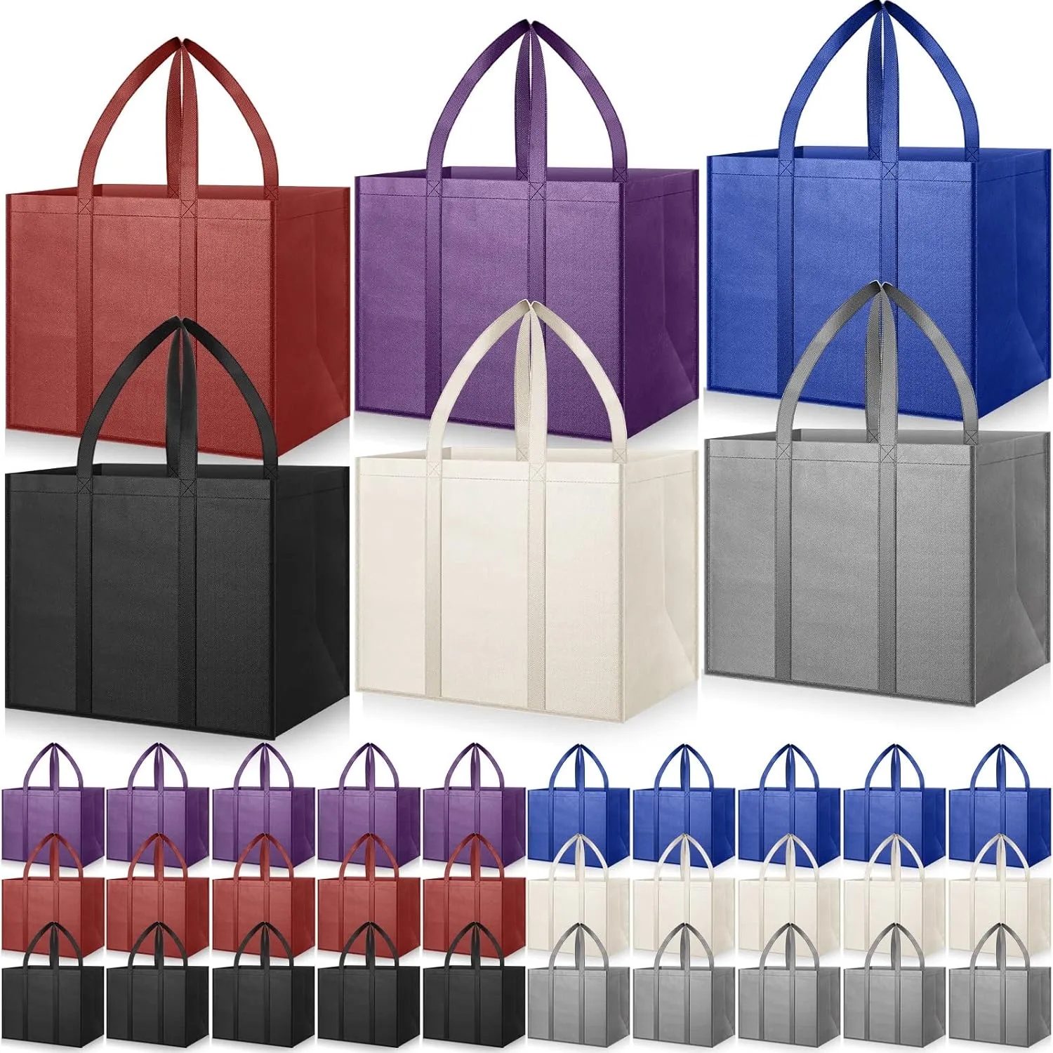 Hillban 30 Pack Reusable Grocery Bags Bulk Large Shopping Bags Washable Foldable Heavy Duty Totes Storage Bags with handles
