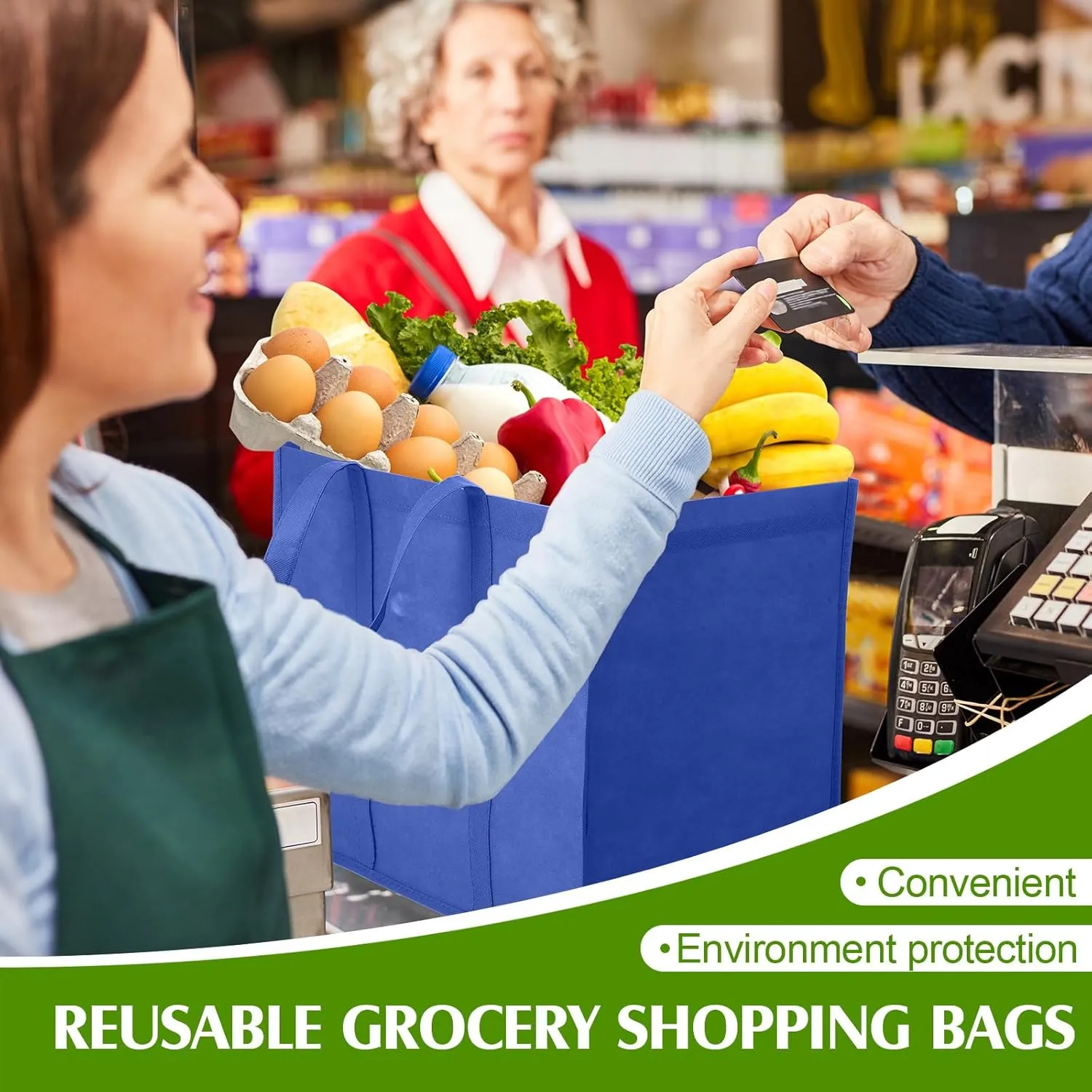 Hillban 30 Pack Reusable Grocery Bags Bulk Large Shopping Bags Washable Foldable Heavy Duty Totes Storage Bags with handles