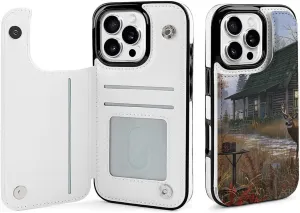 Holiday Home Deer Hunting Printed Wallet Case for iPhone 16 Pro - Flip Leather Wallet Phone Cases Cover with Card Slots