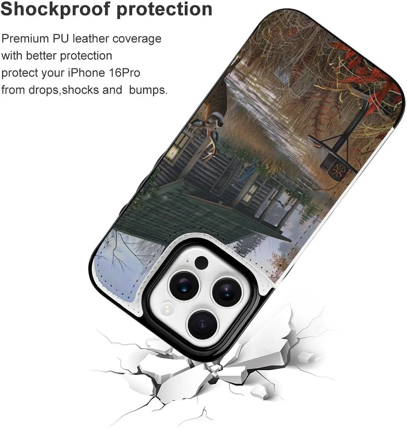 Holiday Home Deer Hunting Printed Wallet Case for iPhone 16 Pro - Flip Leather Wallet Phone Cases Cover with Card Slots