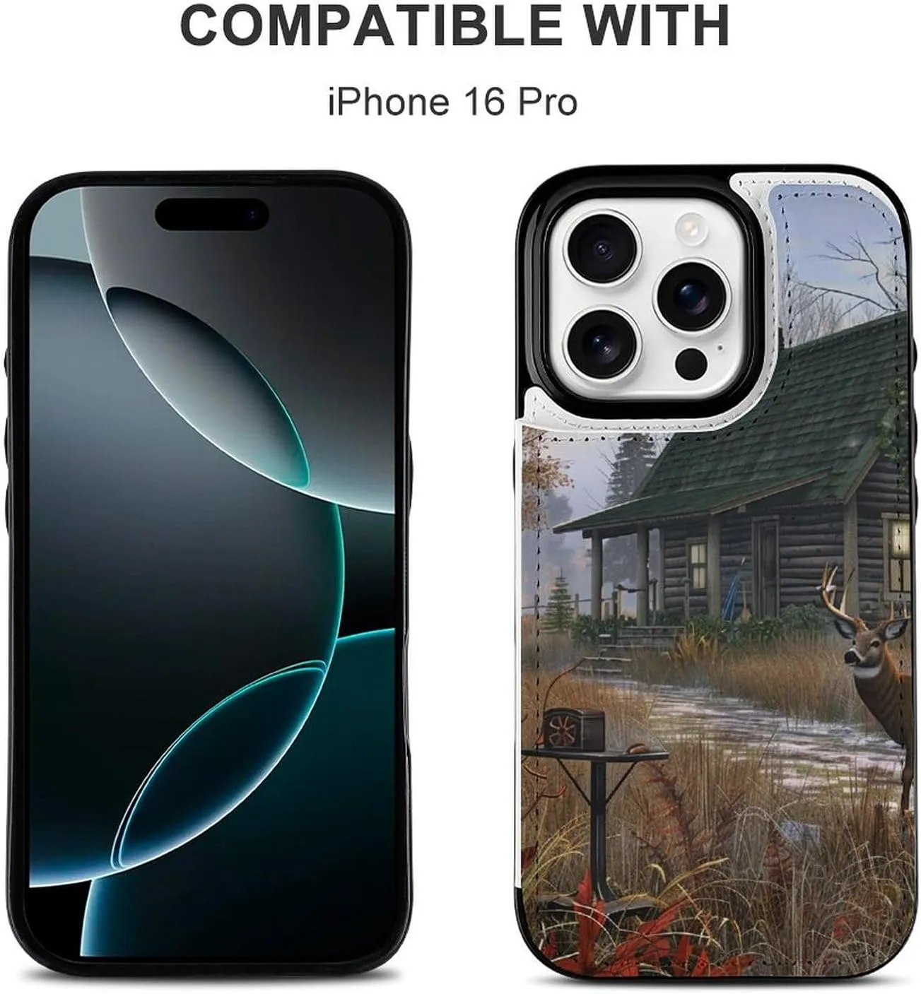 Holiday Home Deer Hunting Printed Wallet Case for iPhone 16 Pro - Flip Leather Wallet Phone Cases Cover with Card Slots