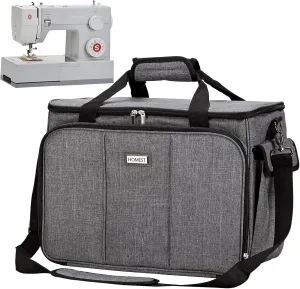 HOMEST Sewing Machine Carrying Case with Multiple Storage Pockets, Universal Tote Bag with Shoulder Strap Compatible with Most Standard Singer, Brother, Janome, Grey (Patent Design)