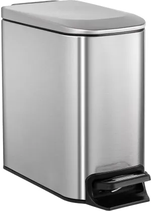 Homie Soft Close, Slim Trash Can 6 Liter / 1.6 Gallon with Anti - Bag Slip Liner and Lid, Use as Mini Garbage Basket, Slim Dust Bin, or Decor in Bathroom, Restroom, Kitchen, or Bedroom