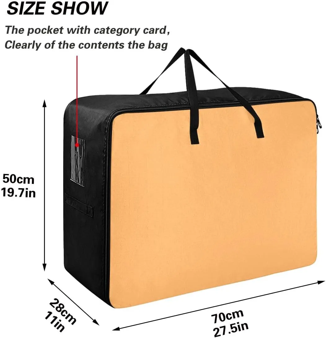 Honey Orange Storage Bags, 27.5x19.7x11 In, Garment Storage Organizer Travel Cargo Duffel Bags Space Saving Packing Totes for Moving Supplies Storage