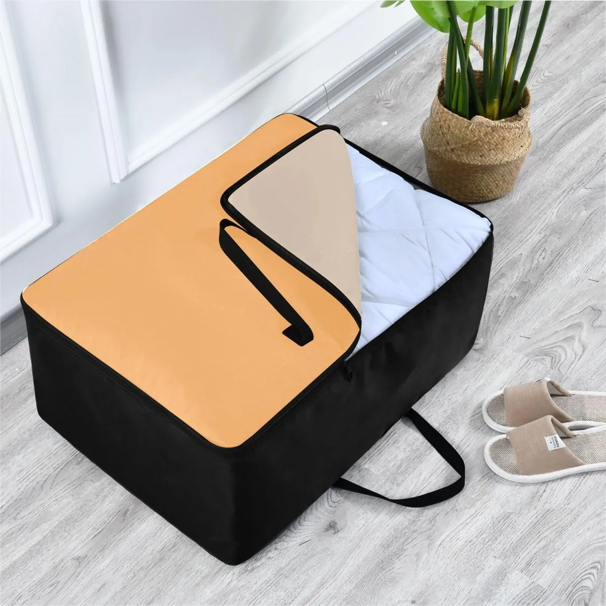 Honey Orange Storage Bags, 27.5x19.7x11 In, Garment Storage Organizer Travel Cargo Duffel Bags Space Saving Packing Totes for Moving Supplies Storage