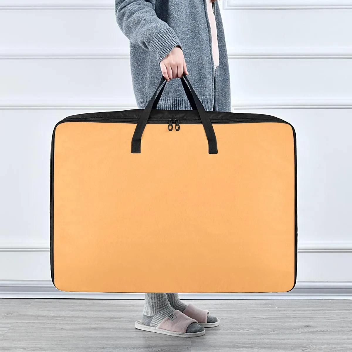 Honey Orange Storage Bags, 27.5x19.7x11 In, Garment Storage Organizer Travel Cargo Duffel Bags Space Saving Packing Totes for Moving Supplies Storage