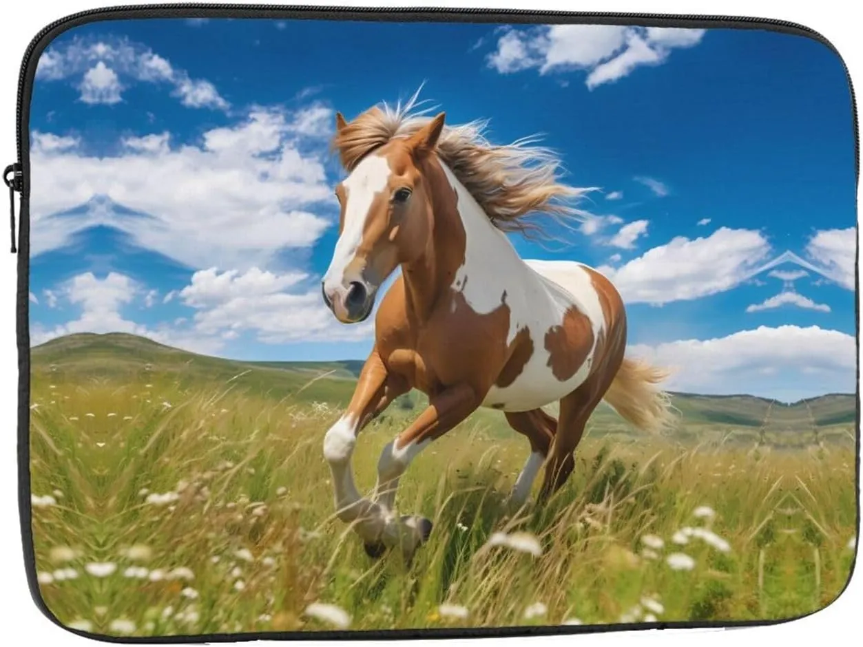 Horses on The Prairie Prints Shockproof Portable Laptop Sleeve Bag 13 inch - Protective Case for Men and Women's Business Travel, Office Daily Use