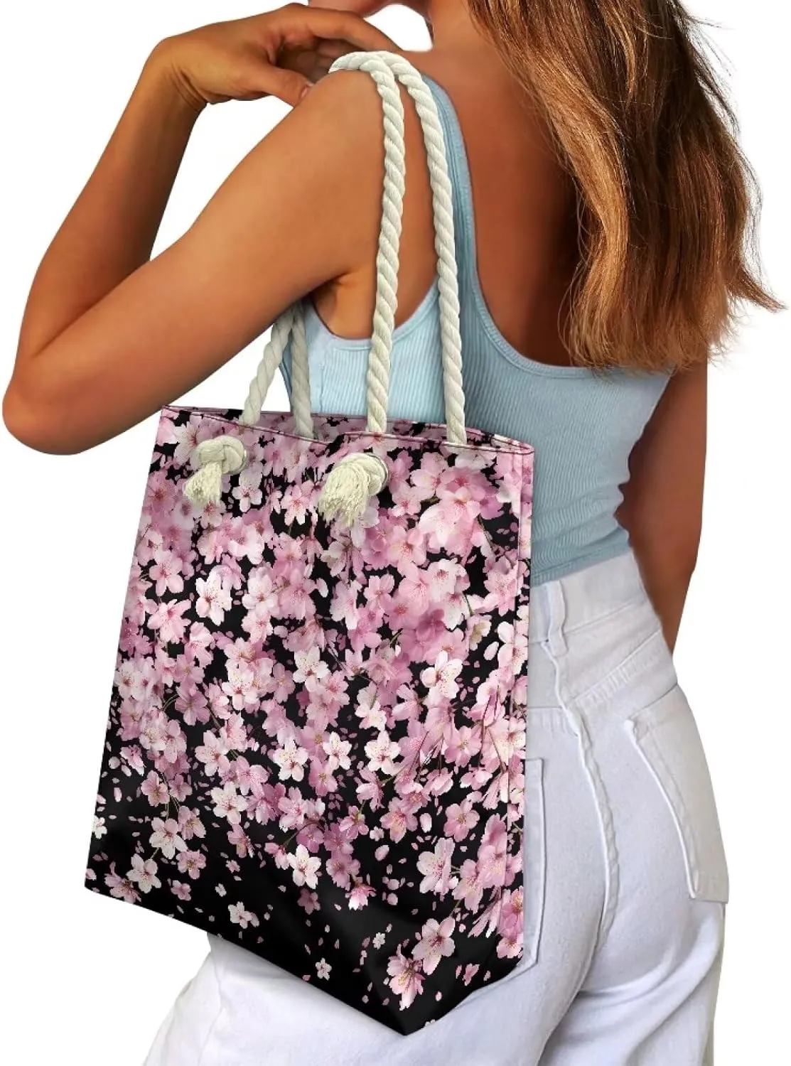 HUGS IDEA Women's Top Handle Bag Casual Grocery Totes Beach Handbags for Teens Shoulder Bags