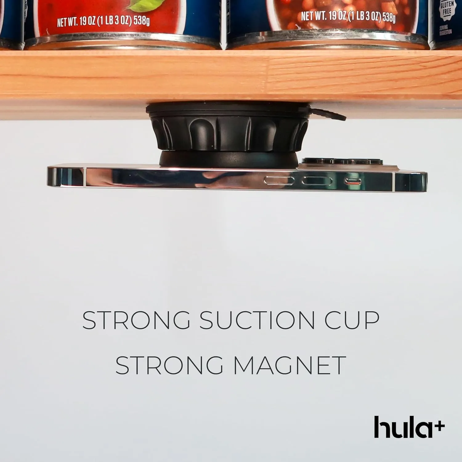 hula  MagSafe Phone Holder Portable Mount, Reusable Stand for Shower, Mirror, Kitchen, Window, & Bathroom Compatible with MagSafe Adjustable Rotation for Content, TikTok, Movies & Music