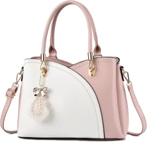 I IHAYNER Womens Leather Handbags Purses for Girls Top-handle Large Totes Satchel Shoulder Bag for Ladies with Pompom
