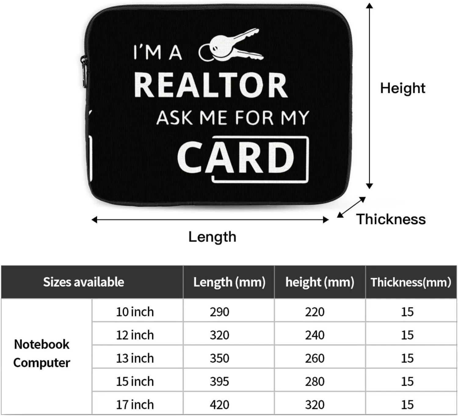 I'm A Realtor Ask Me Print Laptop Case Water-Resistant Protective Laptop Bags Business Lightweight Computer