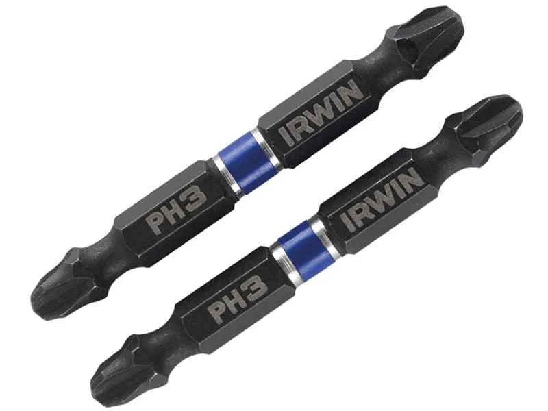IRWIN Impact Double Ended Screwdriver Bits Phillips Ph3 60Mm Pack Of 2