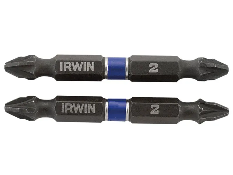 IRWIN Impact Double Ended Screwdriver Bits Pozi Pz2 60Mm Pack Of 10