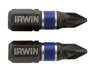 IRWIN Impact Screwdriver Bits Pozi Pz1 25Mm Pack Of 2