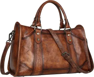 Iswee Genuine Leather Purses and Handbags for Women Retro Leather Shoulder Bags Designer Ladies Cross Body Bag