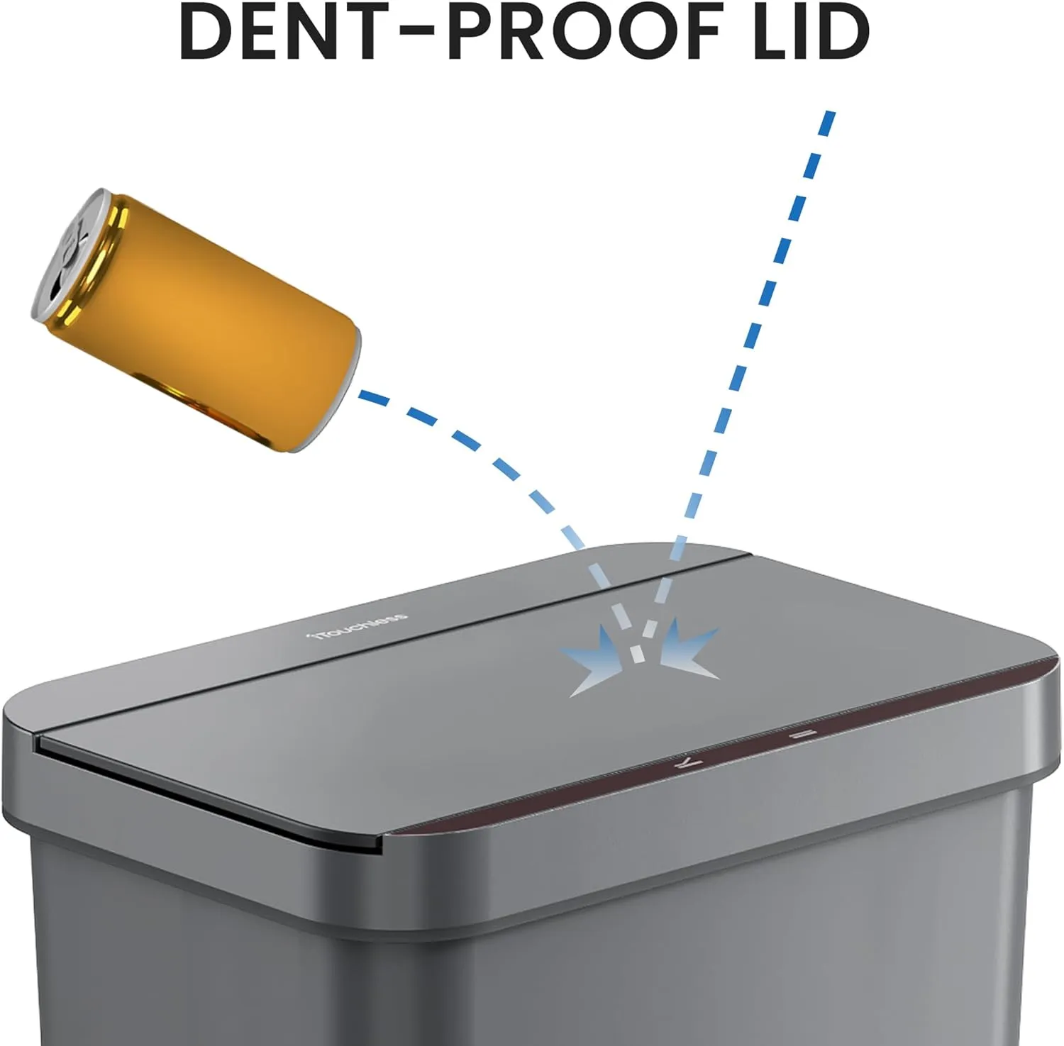 iTouchless Prime 13.2 Gallon Sensor Trash Can, Durable Dent-Proof Construction, Slim and Space-Efficient Automatic Bin Great for Kitchen, Home, Office, Business, Garage, Gray Color Plastic
