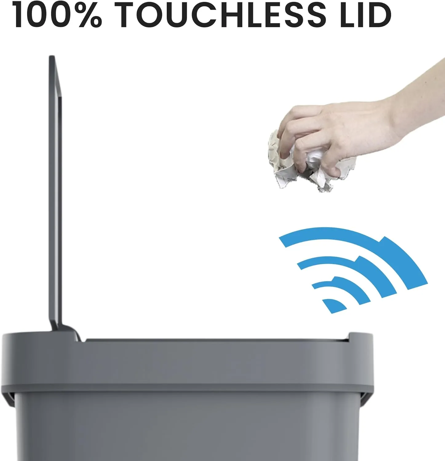 iTouchless Prime 13.2 Gallon Sensor Trash Can, Durable Dent-Proof Construction, Slim and Space-Efficient Automatic Bin Great for Kitchen, Home, Office, Business, Garage, Gray Color Plastic