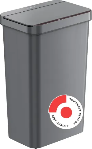 iTouchless Prime 13.2 Gallon Sensor Trash Can, Durable Dent-Proof Construction, Slim and Space-Efficient Automatic Bin Great for Kitchen, Home, Office, Business, Garage, Gray Color Plastic