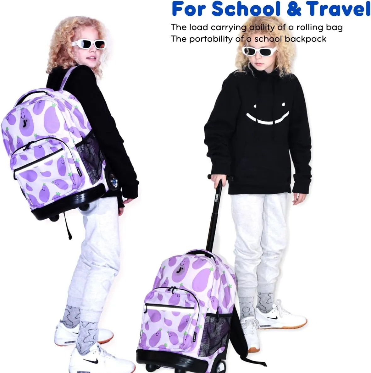 J World New York Sunrise Rolling Backpack, Blue Raspberry, One Size, 18"