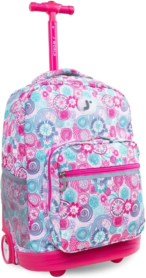 J World New York Sunrise Rolling Backpack, Blue Raspberry, One Size, 18"