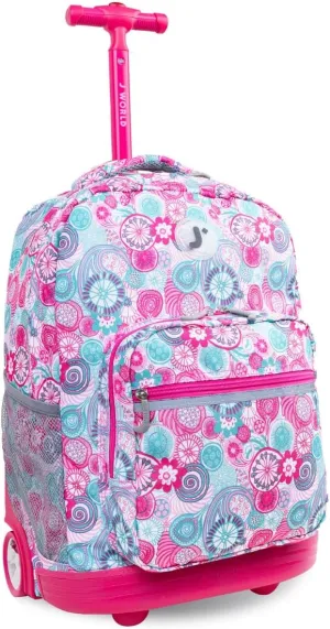 J World New York Sunrise Rolling Backpack, Blue Raspberry, One Size, 18"