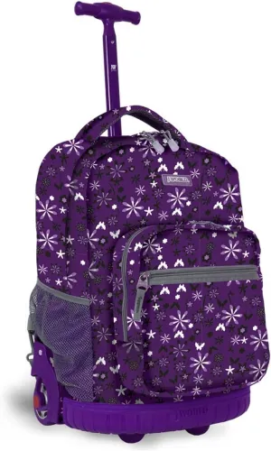 J World New York Sunrise Rolling Backpack, Garden Purple, One Size