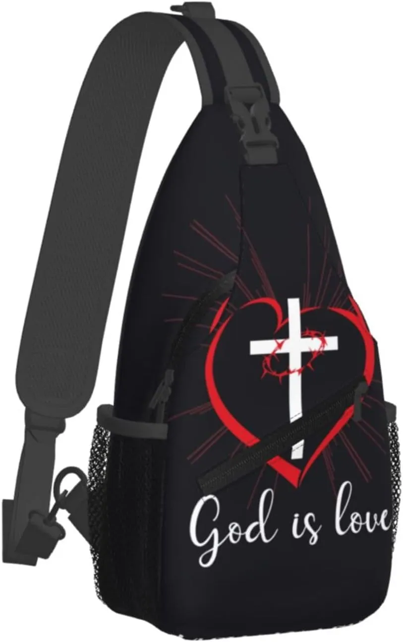 Jesus Cross Pattern Casual Backpack Bag Hiking Travel Shoulder Daypack Adjustable Sling Bags for Men Women