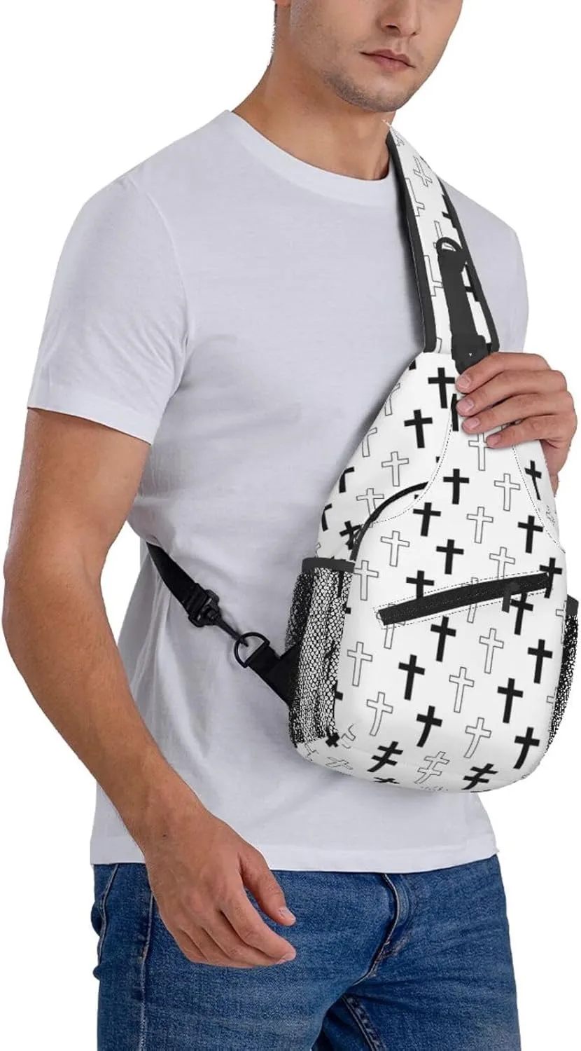 Jesus Cross Pattern Casual Backpack Bag Hiking Travel Shoulder Daypack Adjustable Sling Bags for Men Women