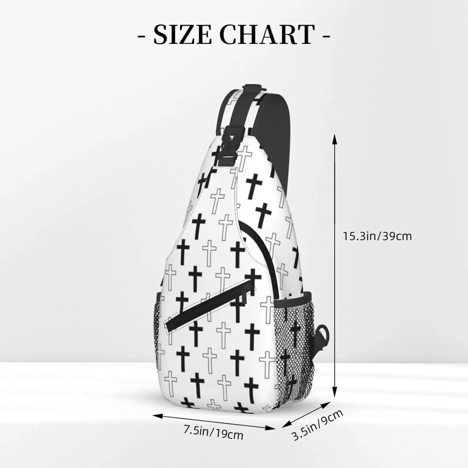 Jesus Cross Pattern Casual Backpack Bag Hiking Travel Shoulder Daypack Adjustable Sling Bags for Men Women