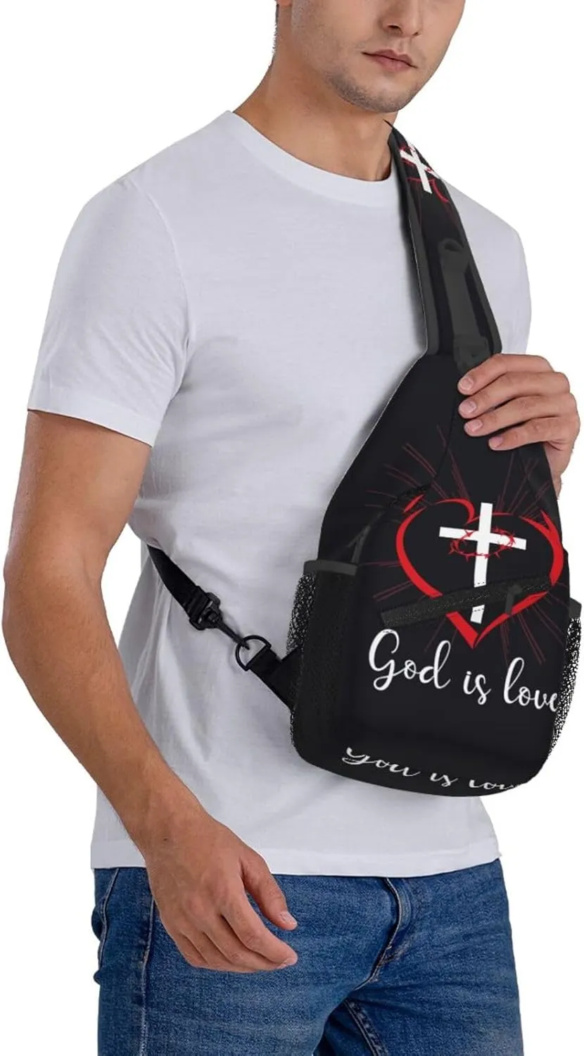 Jesus Cross Pattern Casual Backpack Bag Hiking Travel Shoulder Daypack Adjustable Sling Bags for Men Women