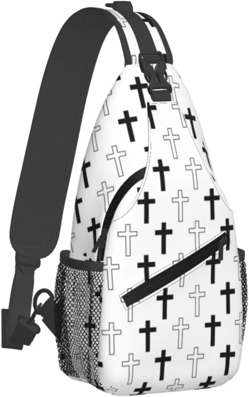 Jesus Cross Pattern Casual Backpack Bag Hiking Travel Shoulder Daypack Adjustable Sling Bags for Men Women