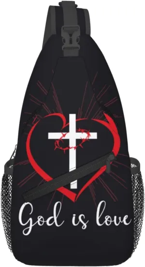 Jesus Cross Pattern Casual Backpack Bag Hiking Travel Shoulder Daypack Adjustable Sling Bags for Men Women