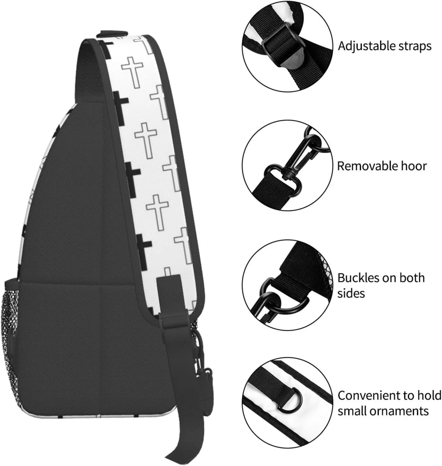 Jesus Cross Pattern Casual Backpack Bag Hiking Travel Shoulder Daypack Adjustable Sling Bags for Men Women
