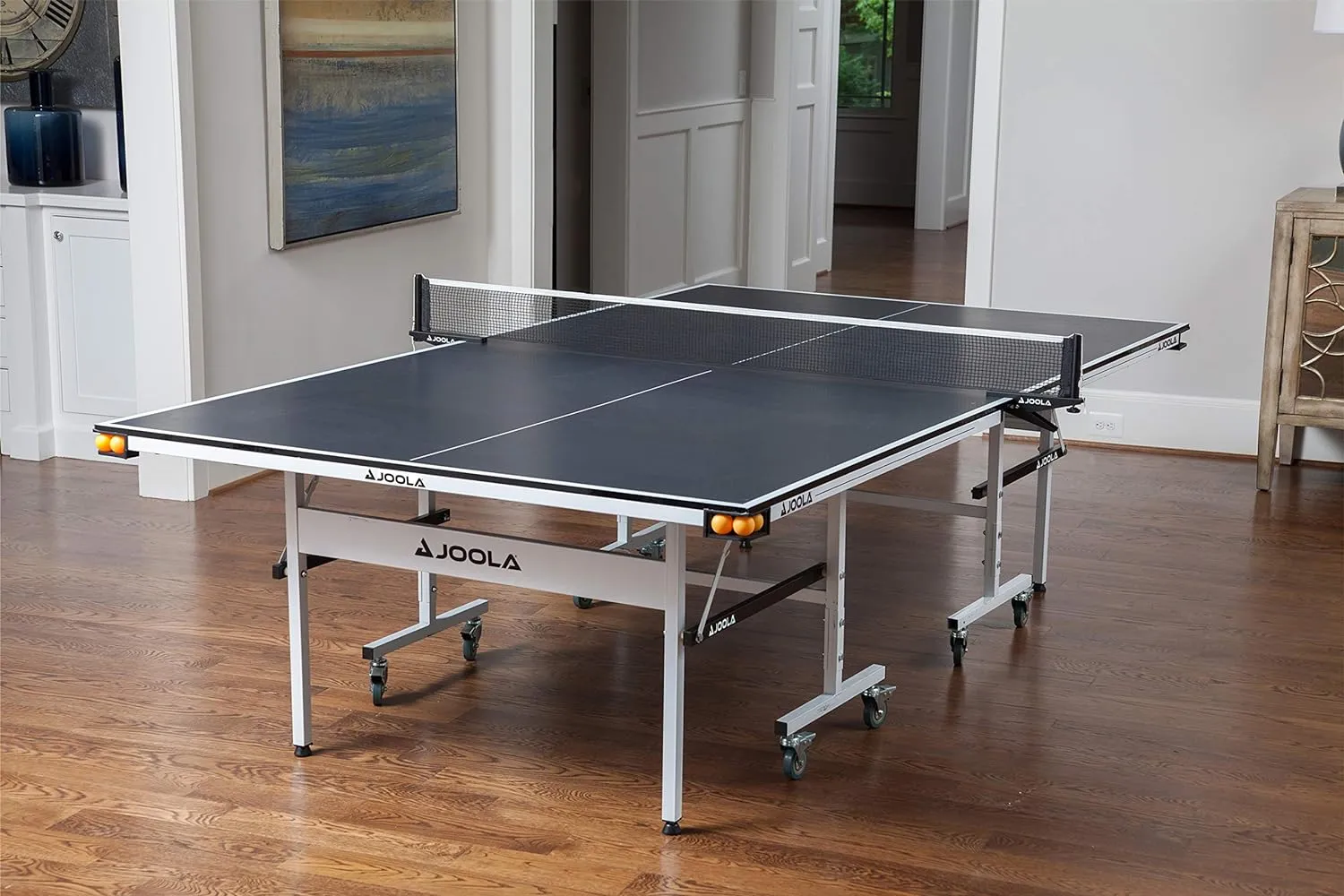 JOOLA Rally TL Professional MDF Indoor Ping Pong Table w/Quick Clamp Table Tennis Net & Post Set - 10 Minute Easy Assembly - Corner Ball Holders - Tournament Quality - Includes Playback Mode