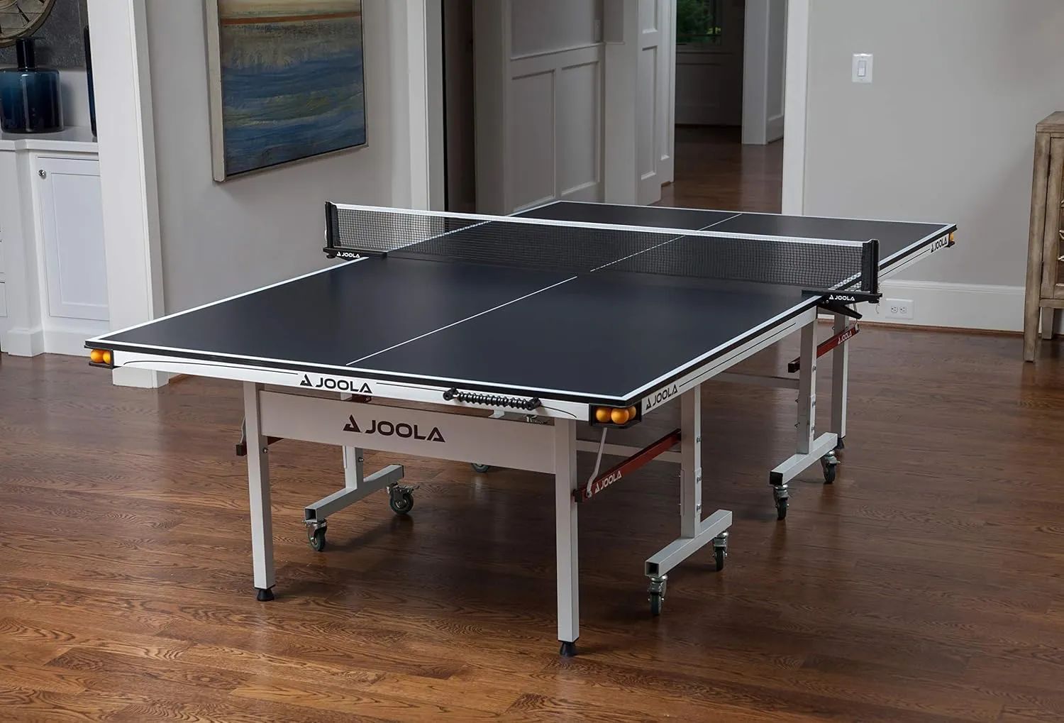 JOOLA Rally TL Professional MDF Indoor Ping Pong Table w/Quick Clamp Table Tennis Net & Post Set - 10 Minute Easy Assembly - Corner Ball Holders - Tournament Quality - Includes Playback Mode