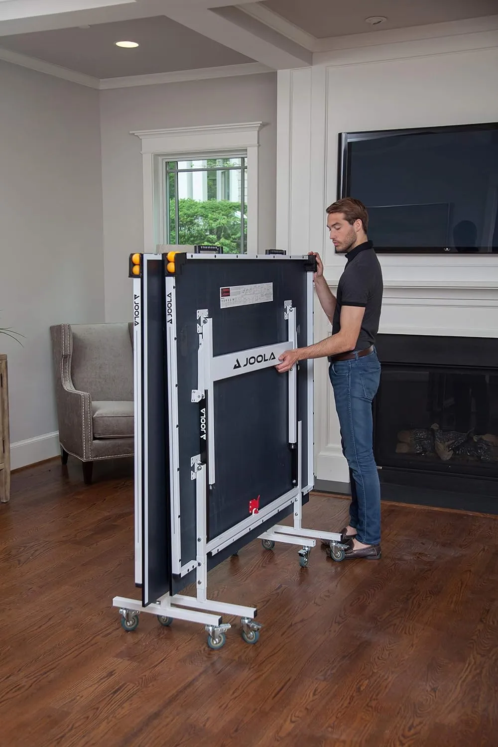 JOOLA Rally TL Professional MDF Indoor Ping Pong Table w/Quick Clamp Table Tennis Net & Post Set - 10 Minute Easy Assembly - Corner Ball Holders - Tournament Quality - Includes Playback Mode