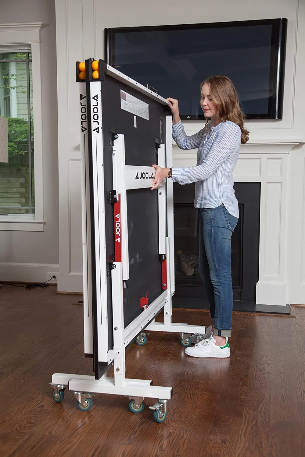 JOOLA Rally TL Professional MDF Indoor Ping Pong Table w/Quick Clamp Table Tennis Net & Post Set - 10 Minute Easy Assembly - Corner Ball Holders - Tournament Quality - Includes Playback Mode
