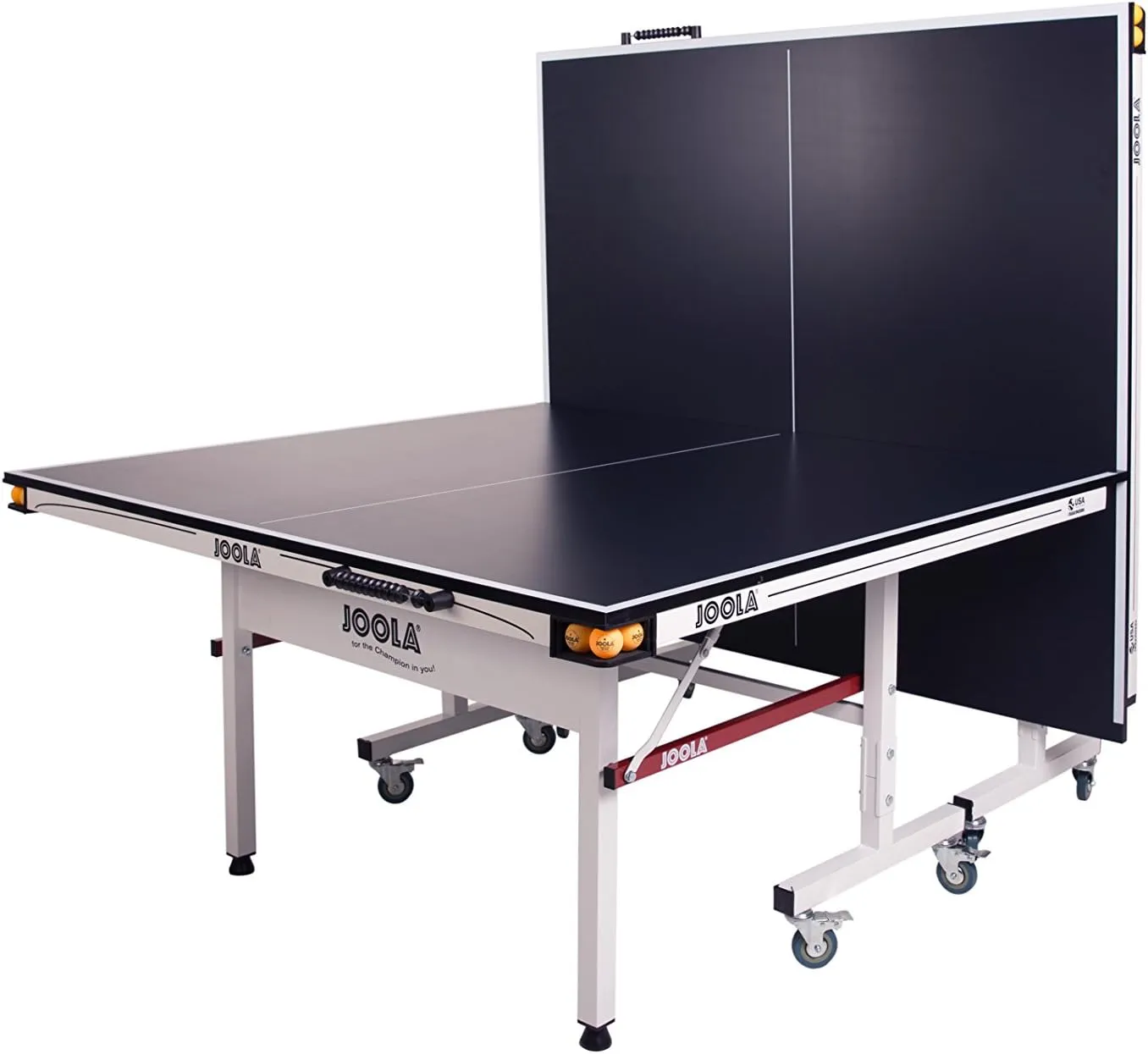 JOOLA Rally TL Professional MDF Indoor Ping Pong Table w/Quick Clamp Table Tennis Net & Post Set - 10 Minute Easy Assembly - Corner Ball Holders - Tournament Quality - Includes Playback Mode