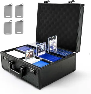 Kabinka Toploader Storage Box for 3" X 4" 35pt Rigid Cards, Trading Card Storage Box with Combination Lock, Top Loader Storage Hard Case, Sports Card Case (Holds 600  Toploaders, Black)