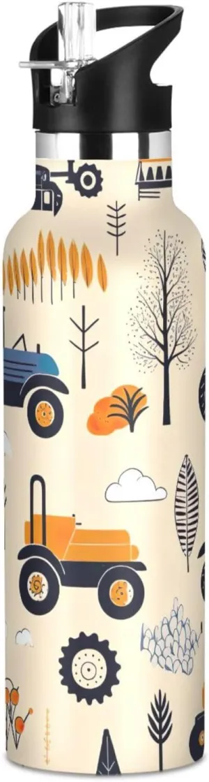 Kids Water Bottle for School Leakproof Sports Water Bottle for Kids for Boys Girls 20oz, Farm Tractor