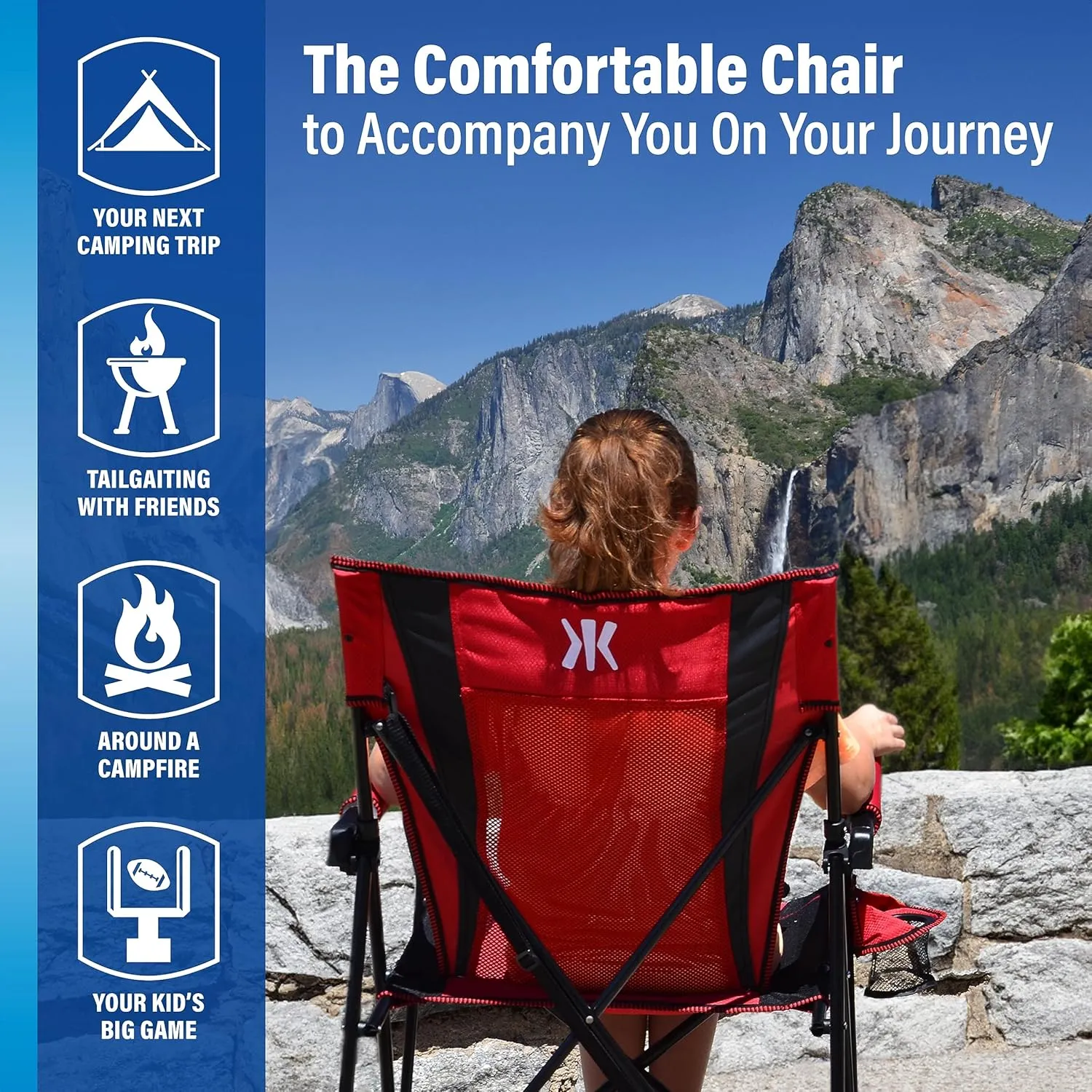 Kijaro Dual Lock Folding Camp Chair - Versatile Sports Chair With Locks Position for Outdoors - Cayman Blue Iguana