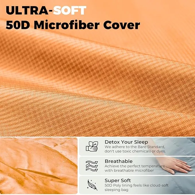 KingCamp Ultralight Down Sleeping Bag, 650 FP Compact Cold Weather 3-4 Season Sleeping Bag for Adults 10°F, Backpacking, Camping, Hiking, Traveling with Compression Sack