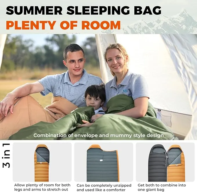 KingCamp Ultralight Down Sleeping Bag, 650 FP Compact Cold Weather 3-4 Season Sleeping Bag for Adults 10°F, Backpacking, Camping, Hiking, Traveling with Compression Sack