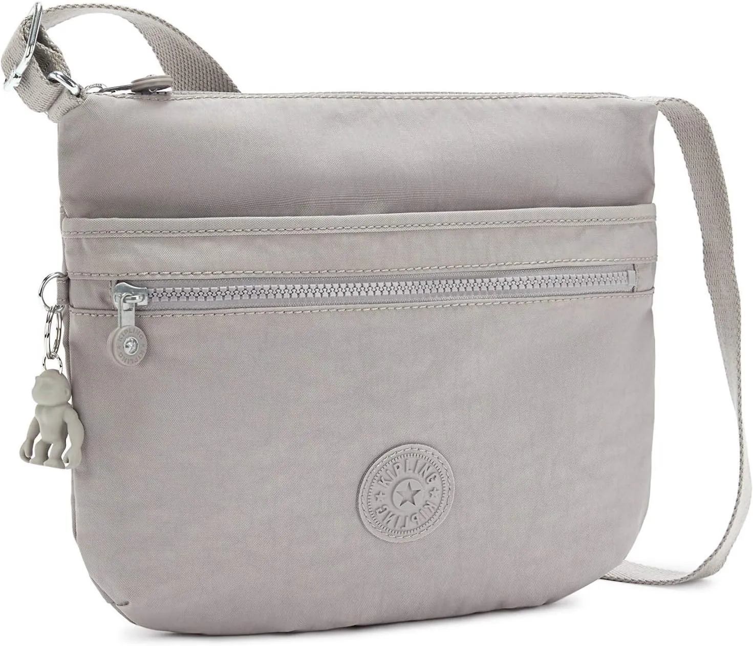 Kipling womens WomenÂ’s Arto Bag, Lightweight Everyday Purse, Casual Nylon Shoulder Crossbody Bag, Grey Gris, 11.25 L X 10.25 H X 1.5 D US