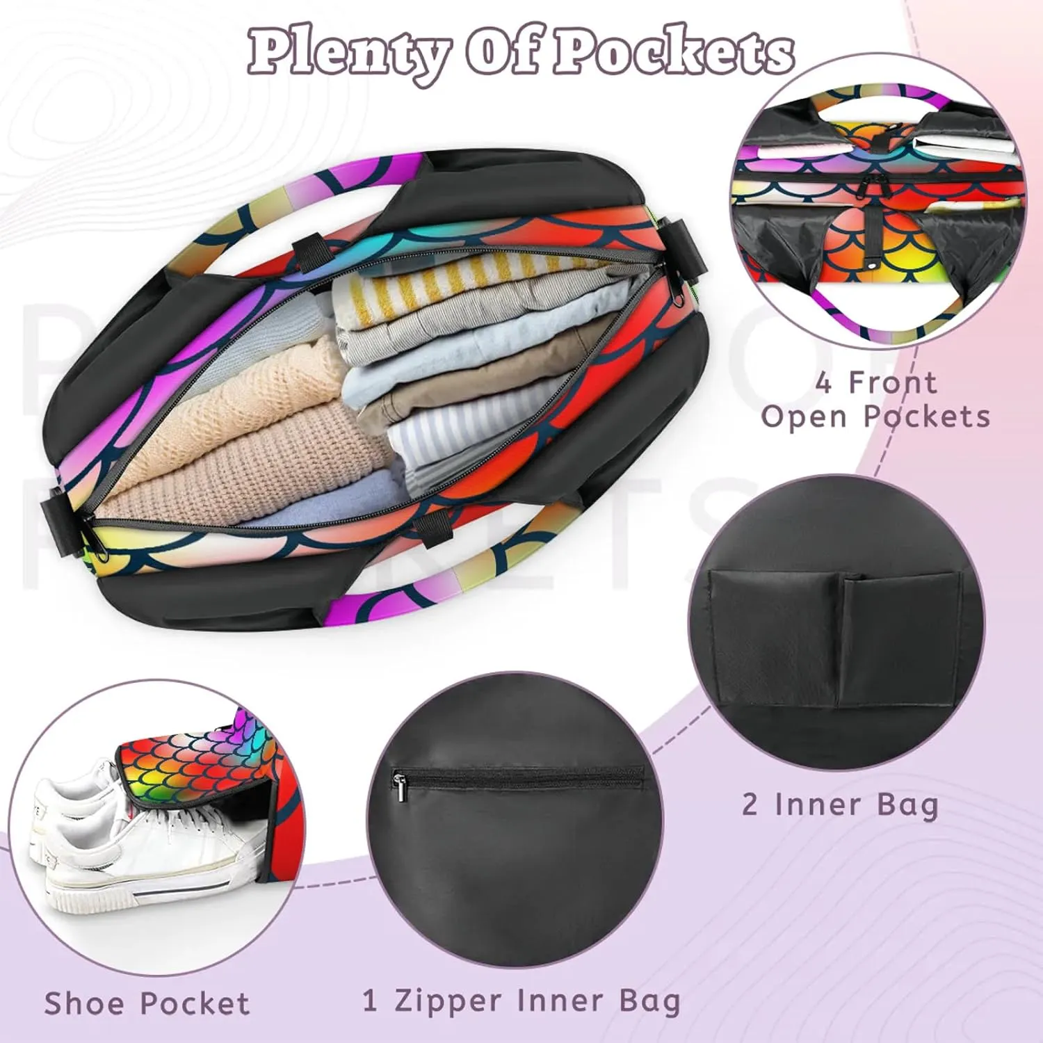KOBLEN Yoga Gym Bags for Women Duffel Bag with Shoe Compartment and Yoga Mat Portable Weekender Bags for Pilates Travel Offices Workout Beach