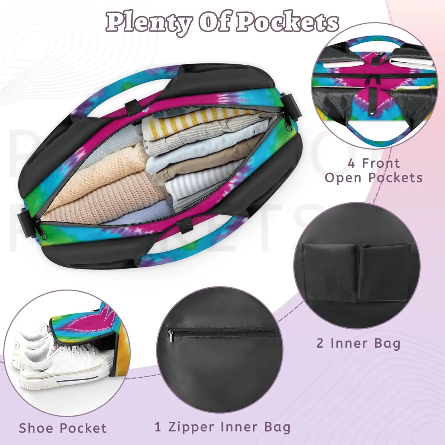 KOBLEN Yoga Gym Bags for Women Duffel Bag with Shoe Compartment and Yoga Mat Portable Weekender Bags for Pilates Travel Offices Workout Beach