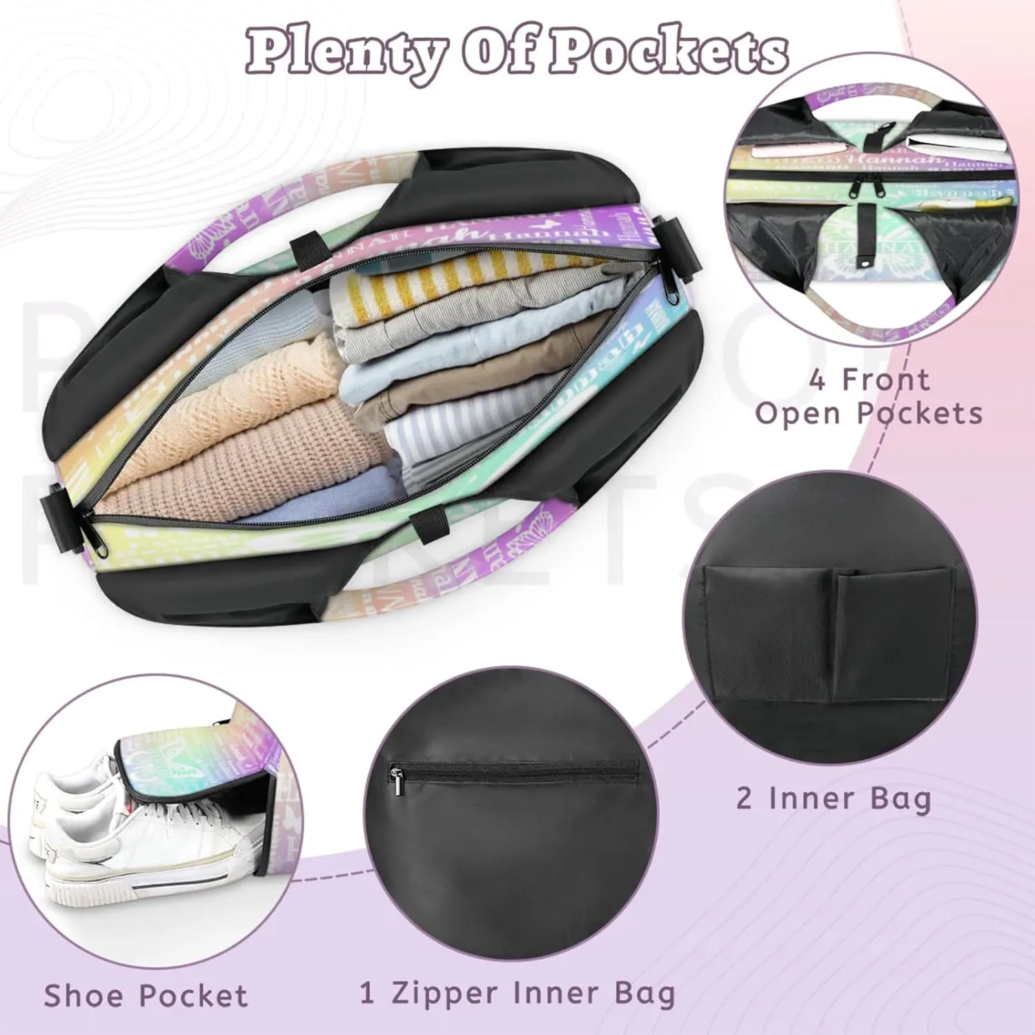 KOBLEN Yoga Gym Bags for Women Duffel Bag with Shoe Compartment and Yoga Mat Portable Weekender Bags for Pilates Travel