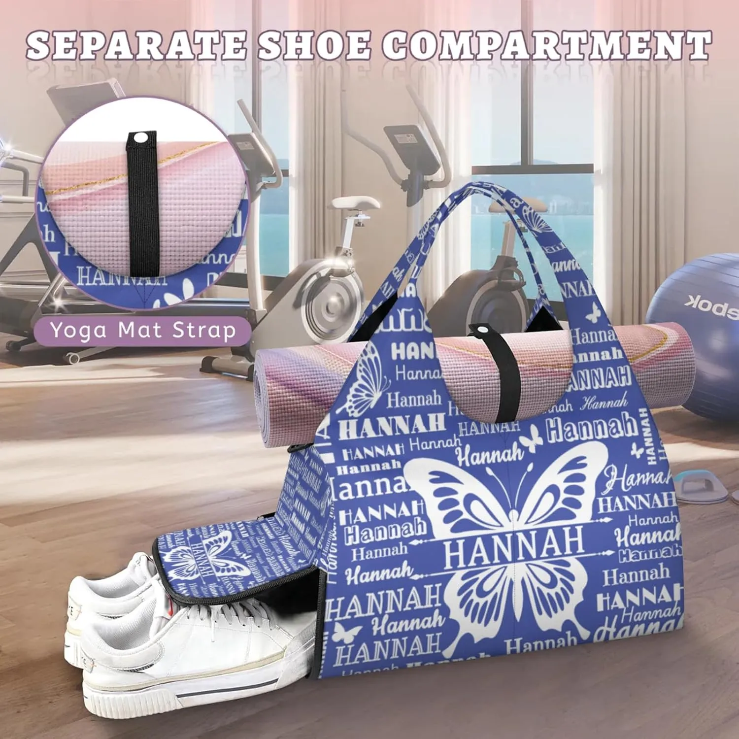 KOBLEN Yoga Gym Bags for Women Duffel Bag with Shoe Compartment and Yoga Mat Portable Weekender Bags for Pilates Travel