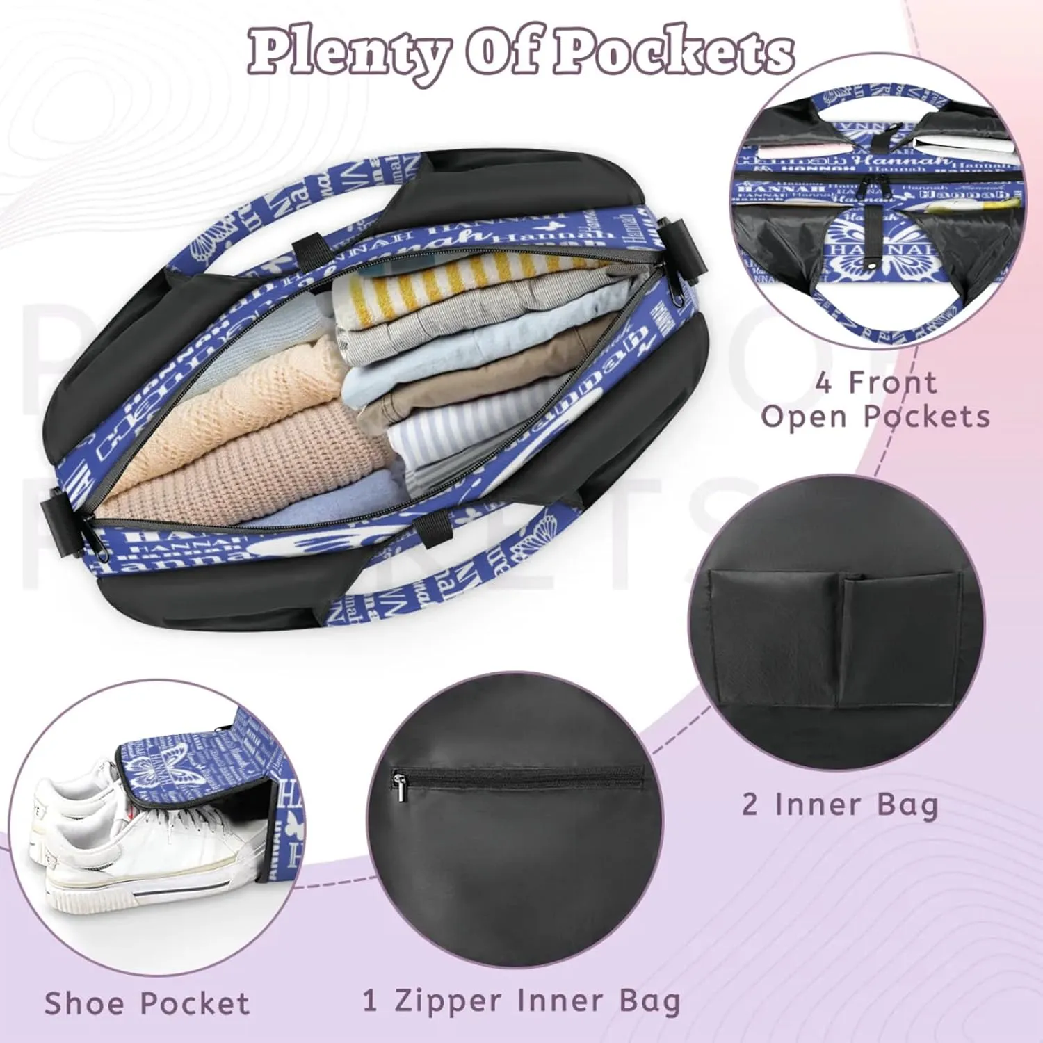 KOBLEN Yoga Gym Bags for Women Duffel Bag with Shoe Compartment and Yoga Mat Portable Weekender Bags for Pilates Travel